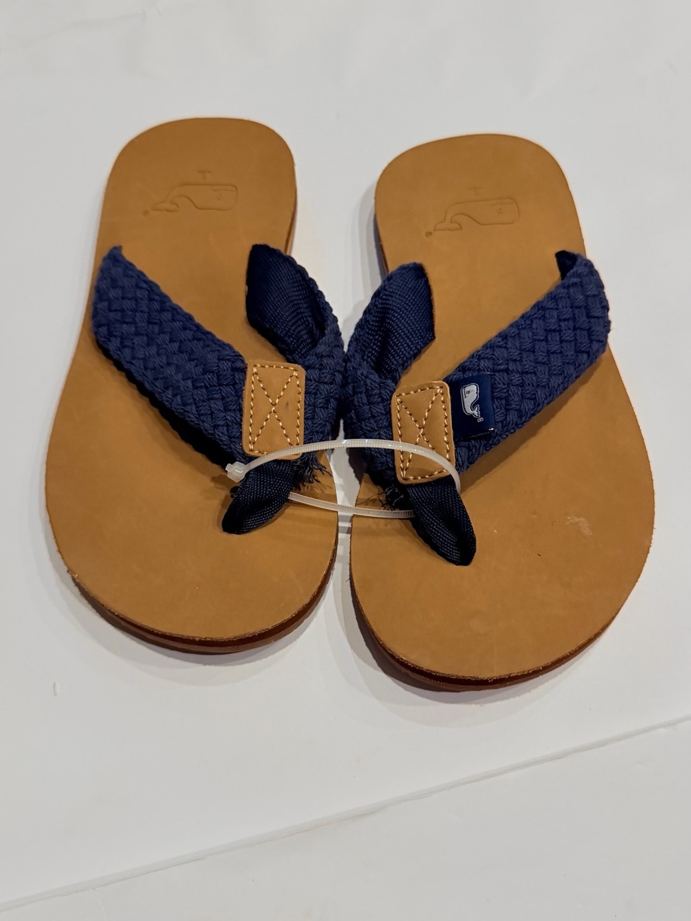 Vineyard Vines Kids Navy Braided Strap Flip Flops